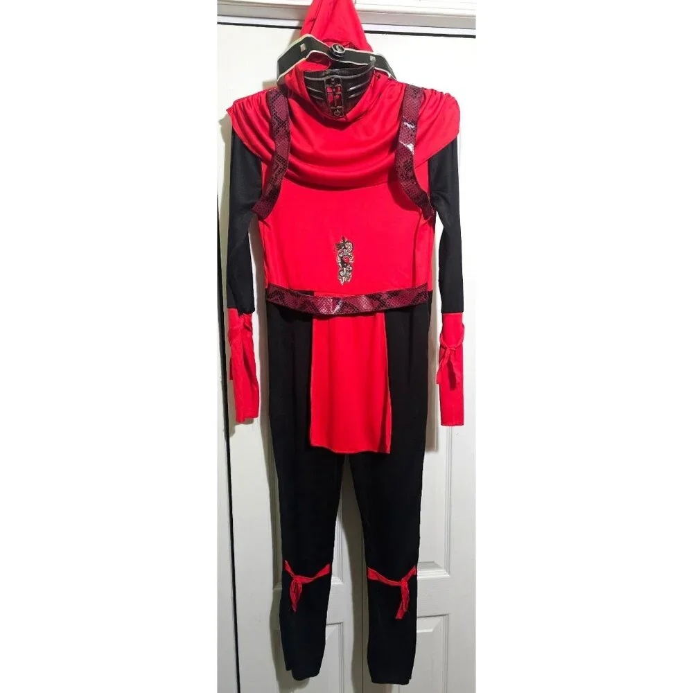 Shadow Ninja Costume Boys 10-12 Red Viper Snake Deluxe Halloween Kids Dragon